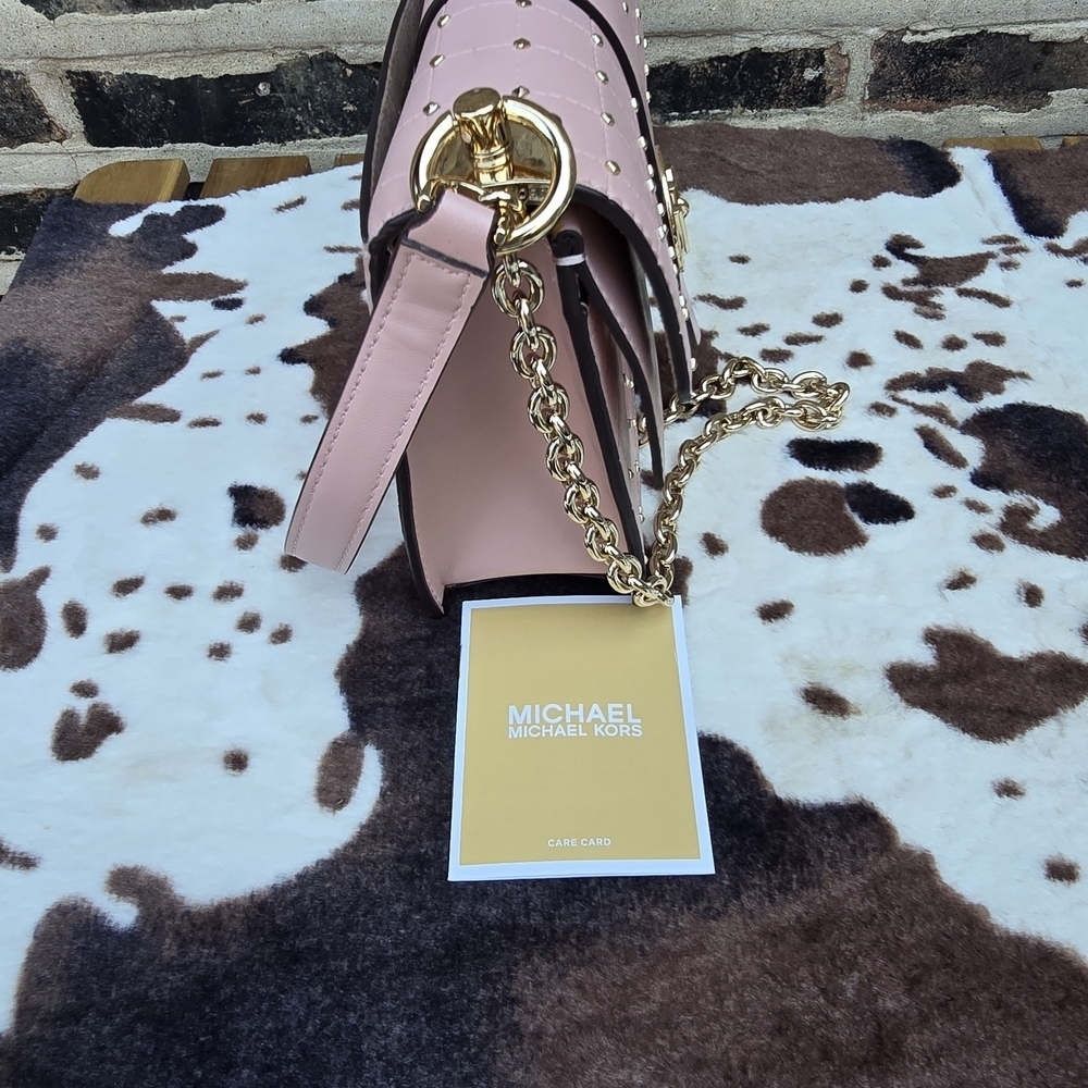 Michael Kors Pink Quilted Clutch with Metallic Accents - Picture 4 of 8